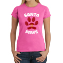 Pink Large Santa Paws - Women's Word Art T-Shirt