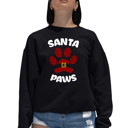 Black Large Santa Paws - Women's Word Art Crewneck Sweatshirt