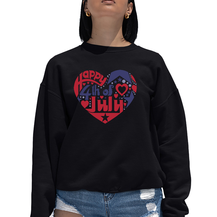 July 4Th Heart - Women's Word Art Crewneck Sweatshirt