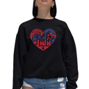 Black Small July 4Th Heart - Women's Word Art Crewneck Sweatshirt