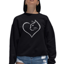 Black XL Cat Heart - Women's Word Art Crewneck Sweatshirt