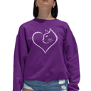 Pink Large Cat Heart - Women's Word Art Crewneck Sweatshirt