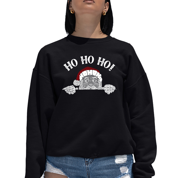 Peeking Santa - Women's Word Art Crewneck Sweatshirt