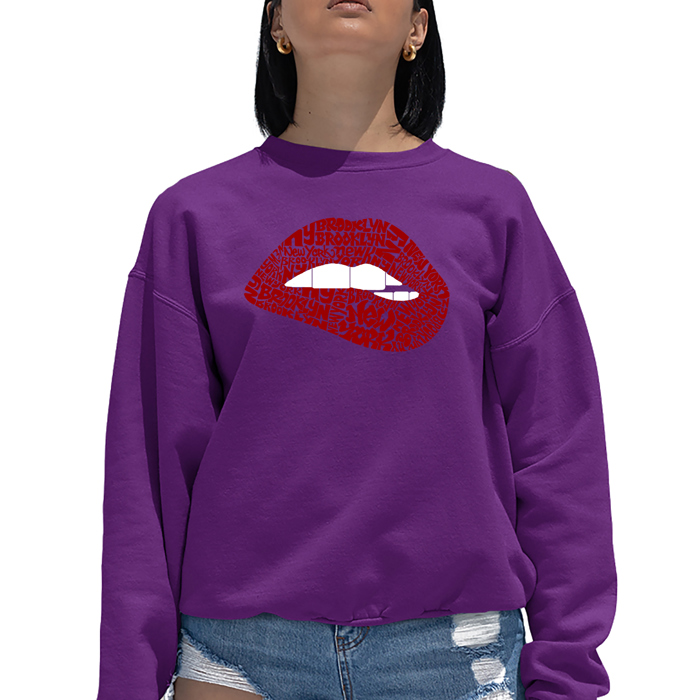 Brooklyn Lips - Women's Word Art Crewneck Sweatshirt