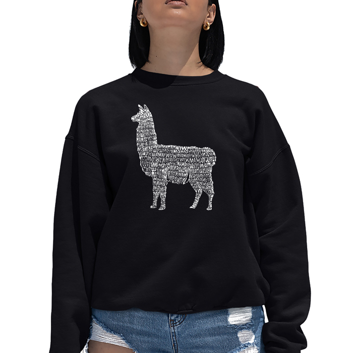 Llama Mama - Women's Word Art Crewneck Sweatshirt
