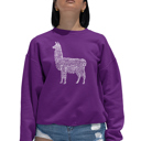 Pink Large Llama Mama - Women's Word Art Crewneck Sweatshirt