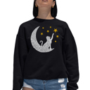Black XXXL Cat Moon - Women's Word Art Crewneck Sweatshirt
