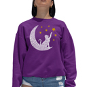 Pink XXL Cat Moon - Women's Word Art Crewneck Sweatshirt
