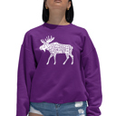 Pink Large Moose - Women's Word Art Crewneck Sweatshirt