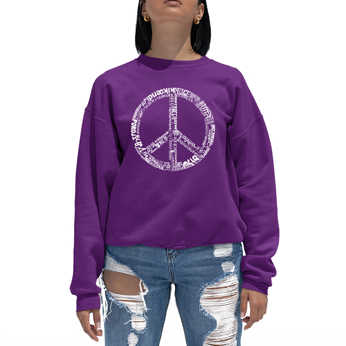 The Word Peace In 77 Languages - Women's Word Art Crewneck Sweatshirt