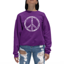 Pink XL The Word Peace In 77 Languages - Women's Word Art Crewneck Sweatshirt