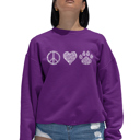Pink XL Peace Love Cats - Women's Word Art Crewneck Sweatshirt