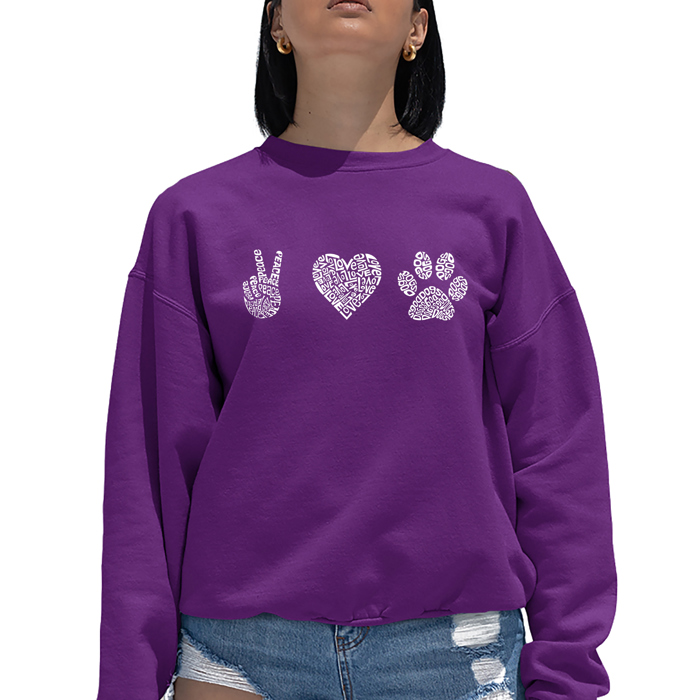 Peace Love Dogs - Women's Word Art Crewneck Sweatshirt