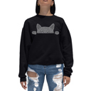 Black XL Peeking Cat - Women's Word Art Crewneck Sweatshirt