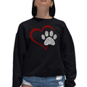 Black Medium Paw Heart - Women's Word Art Crewneck Sweatshirt