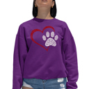 Pink Medium Paw Heart - Women's Word Art Crewneck Sweatshirt