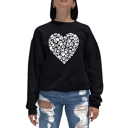 Black Large Paw Prints Heart - Women's Word Art Crewneck Sweatshirt