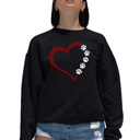 Black Large Meow Heart - Women's Word Art Crewneck Sweatshirt