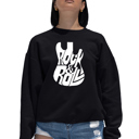 Black Medium Rock And Roll Guitar - Women's Word Art Crewneck Sweatshirt