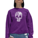 Pink XXXL Rock n Roll Skull - Women's Word Art Crewneck Sweatshirt