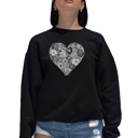 Black XXL Heart Flowers - Women's Word Art Crewneck Sweatshirt