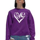 Pink Medium Script Love Heart - Women's Word Art Crewneck Sweatshirt