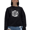 Black Large Siamese Cat - Women's Word Art Crewneck Sweatshirt