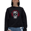 Black XXL Music Notes Skull - Women's Word Art Crewneck Sweatshirt