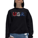 Black Medium Usa Fireworks - Women's Word Art Crewneck Sweatshirt