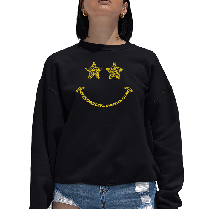 Rockstar Smiley - Women's Word Art Crewneck Sweatshirt
