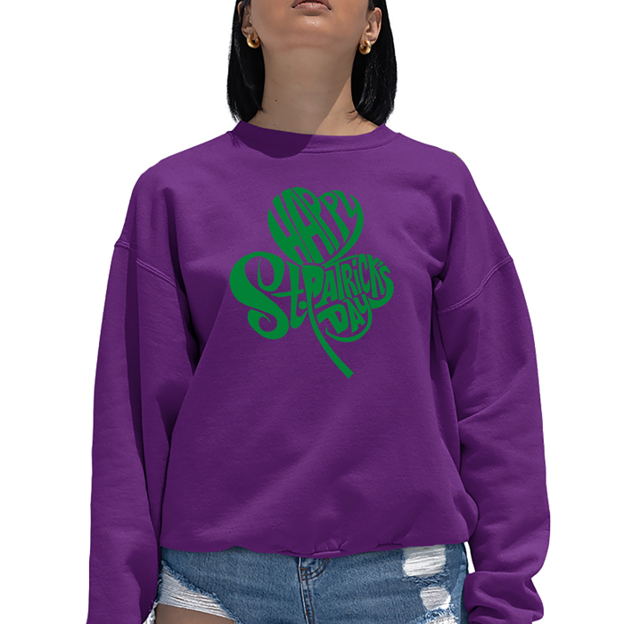 St. Patrick'S Day Shamrock - Women's Word Art Crewneck Sweatshirt