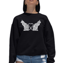 Black XL Cat Tail Hearts - Women's Word Art Crewneck Sweatshirt