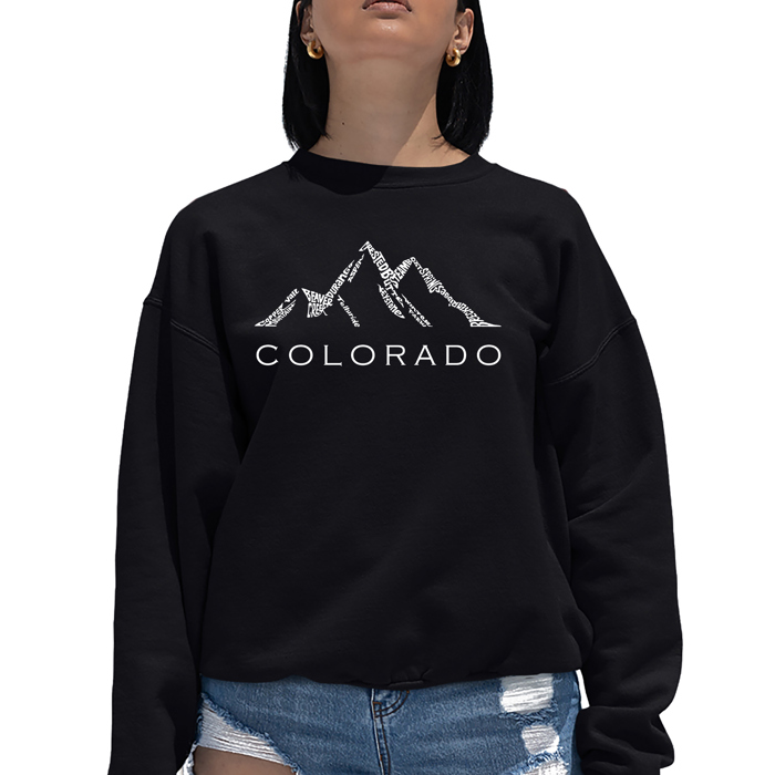Colorado Ski Towns - Women's Word Art Crewneck Sweatshirt