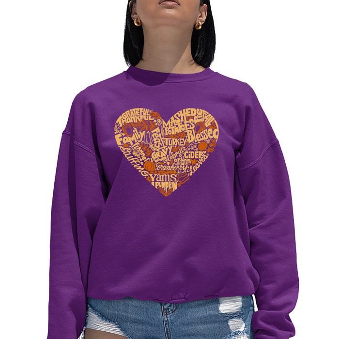Thanksgiving Heart - Women's Word Art Crewneck Sweatshirt