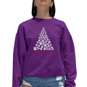Pink Large Paw Christmas Tree - Women's Word Art Crewneck Sweatshirt