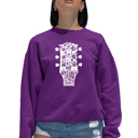 Pink Medium Guitar Head Music Genres - Women's Word Art Crewneck Sweatshirt