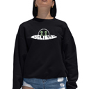Black XXXL Believe UFO - Women's Word Art Crewneck Sweatshirt