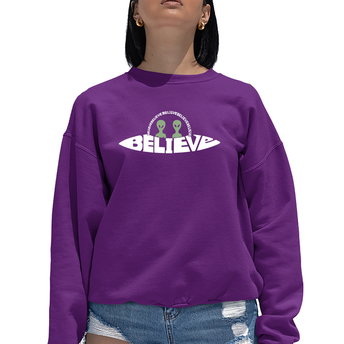 Believe UFO - Women's Word Art Crewneck Sweatshirt