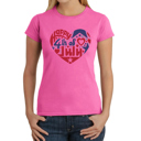 Pink Medium Women's Word Art T-Shirt - July 4th Heart