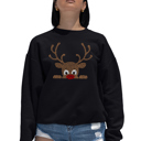 Black XXXL Peeking Reindeer - Women's Word Art Crewneck Sweatshirt