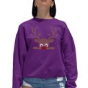 Pink XXL Peeking Reindeer - Women's Word Art Crewneck Sweatshirt