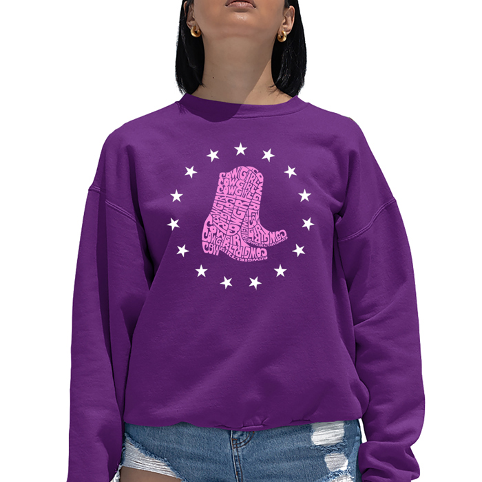 Cowgirl Boots - Women's Word Art Crewneck Sweatshirt