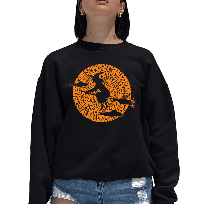 Women's Word Art Crewneck Sweatshirt - Spooky Witch