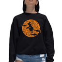 Black Small Women's Word Art Crewneck Sweatshirt - Spooky Witch