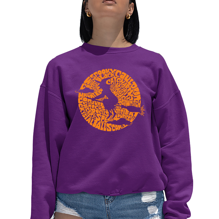 Women's Word Art Crewneck Sweatshirt - Spooky Witch