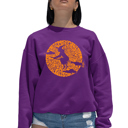 Pink Small Women's Word Art Crewneck Sweatshirt - Spooky Witch
