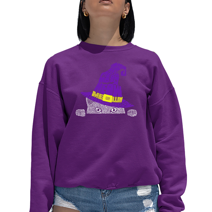 Peeking Witch Cat - Women's Word Art Crewneck Sweatshirt