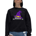 Black XL Peeking Witch Cat - Women's Word Art Crewneck Sweatshirt