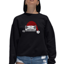 Black Small Christmas Peeking Cat - Women's Word Art Crewneck Sweatshirt