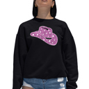 Black Large Cowgirl Hat - Women's Word Art Crewneck Sweatshirt